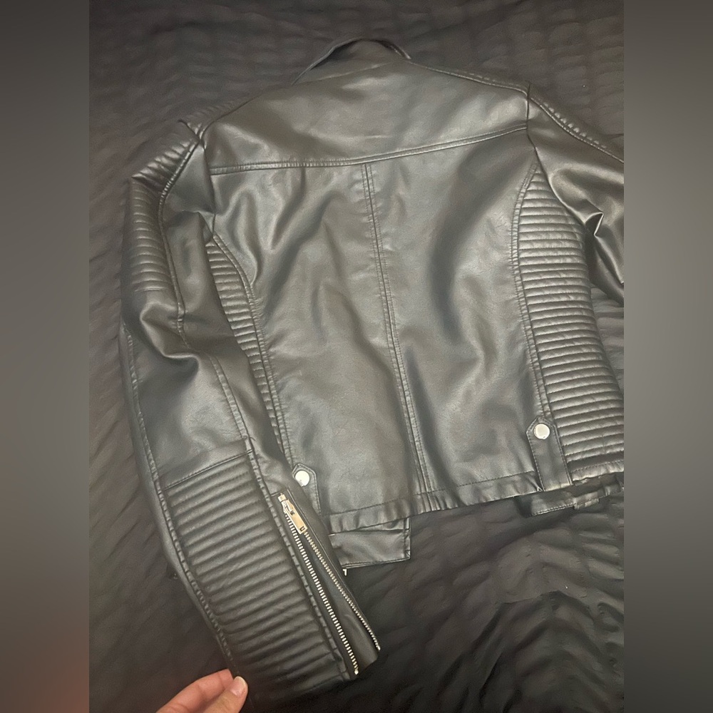 Faux leather moto jacket